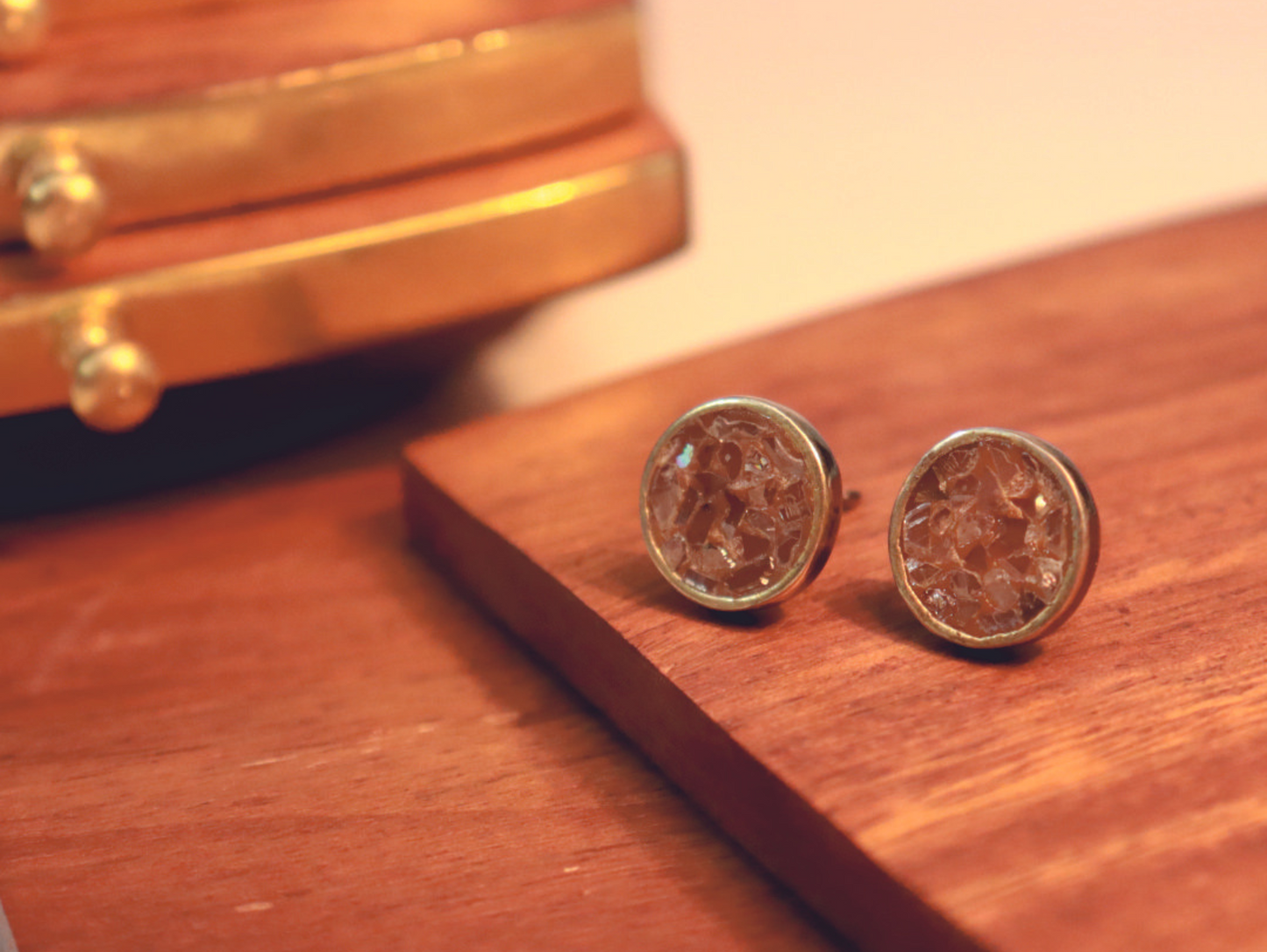 925 Silver Polki Diamond  Gold Plated Studs