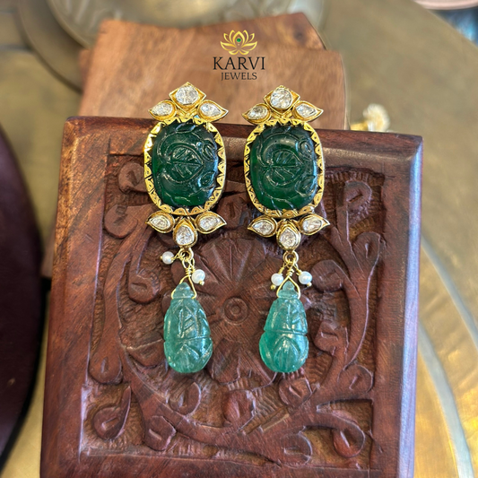 Indulge in Opulence:22kt Gold Stone Earrings