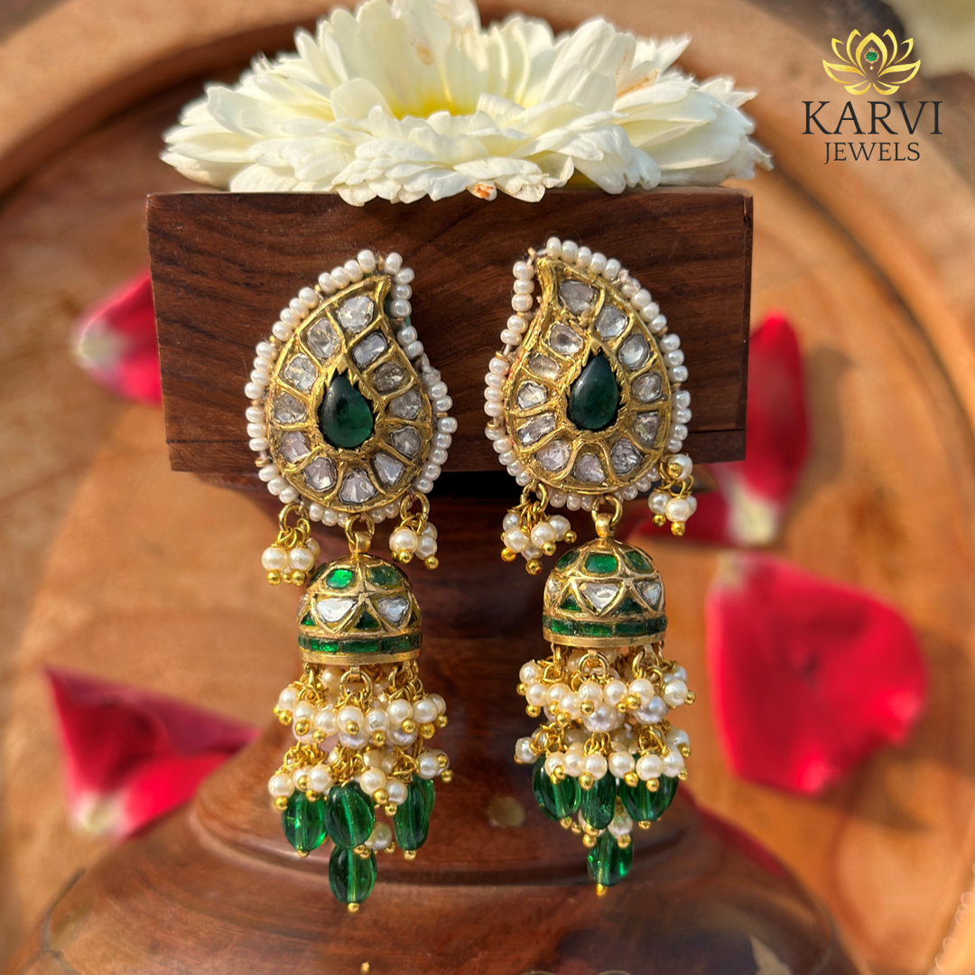 22k Gold Polki Jhumka Earrings