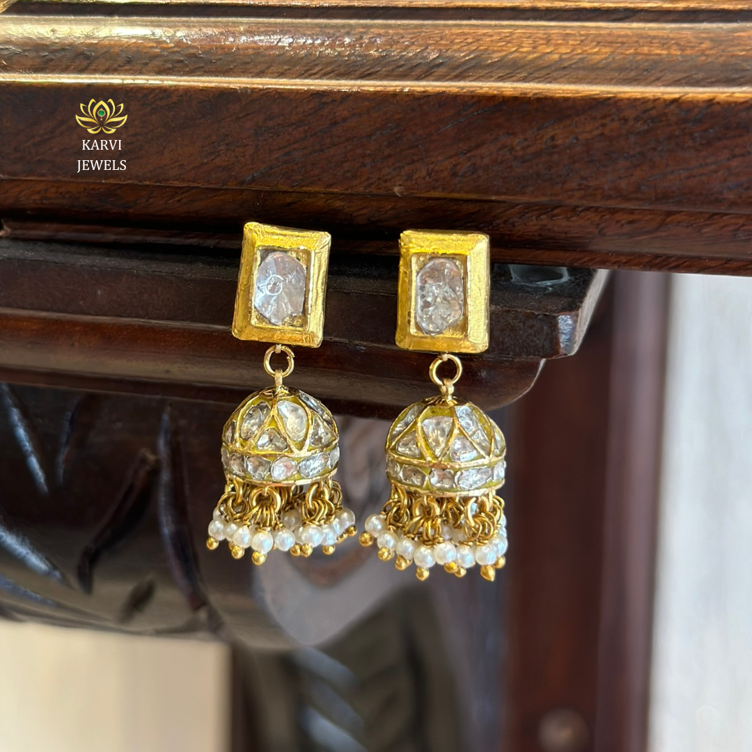 22k Gold Polki Jhumki - Timeless Elegance