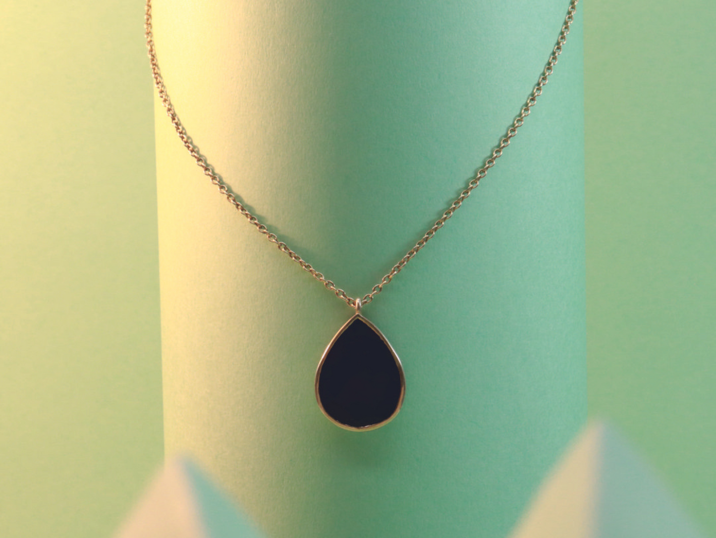 92.5 Silver Gold Plated  Black Onyx Pendant